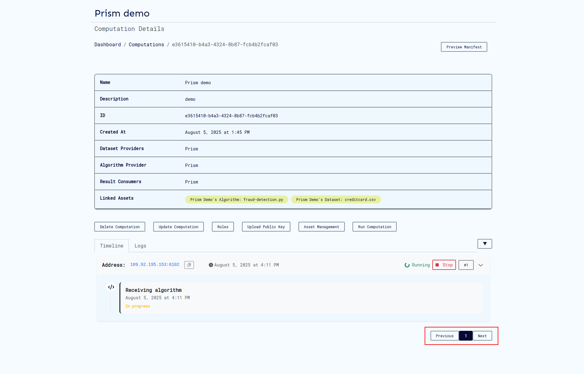 Logs Pagination