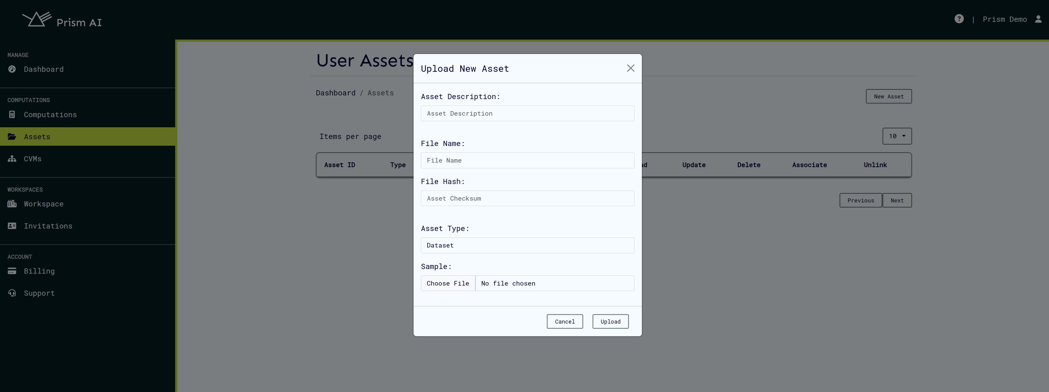 New Asset Modal