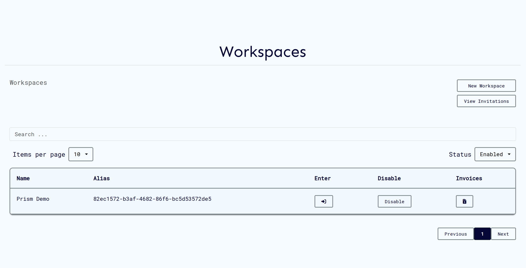 Workspace page