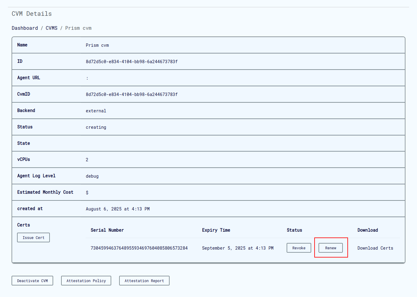 Renew Certificate