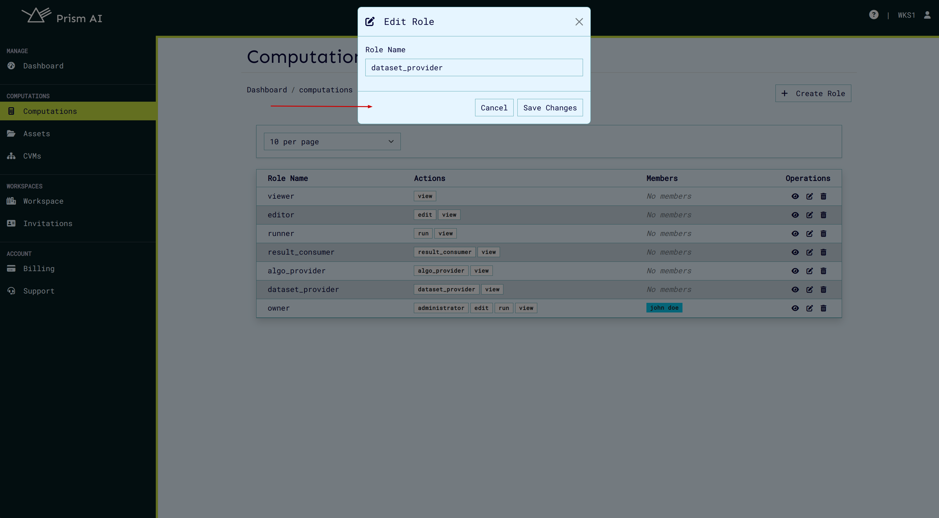 Update Role Modal