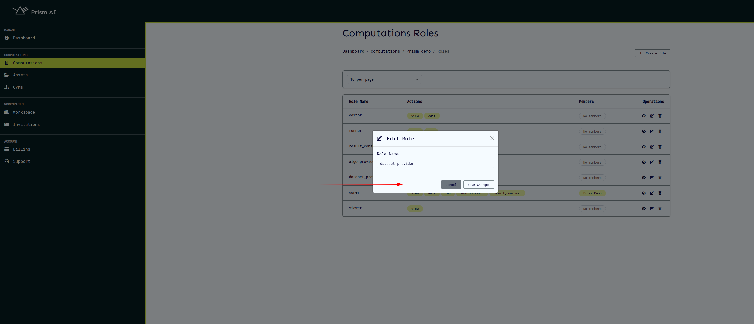 Update Role Modal