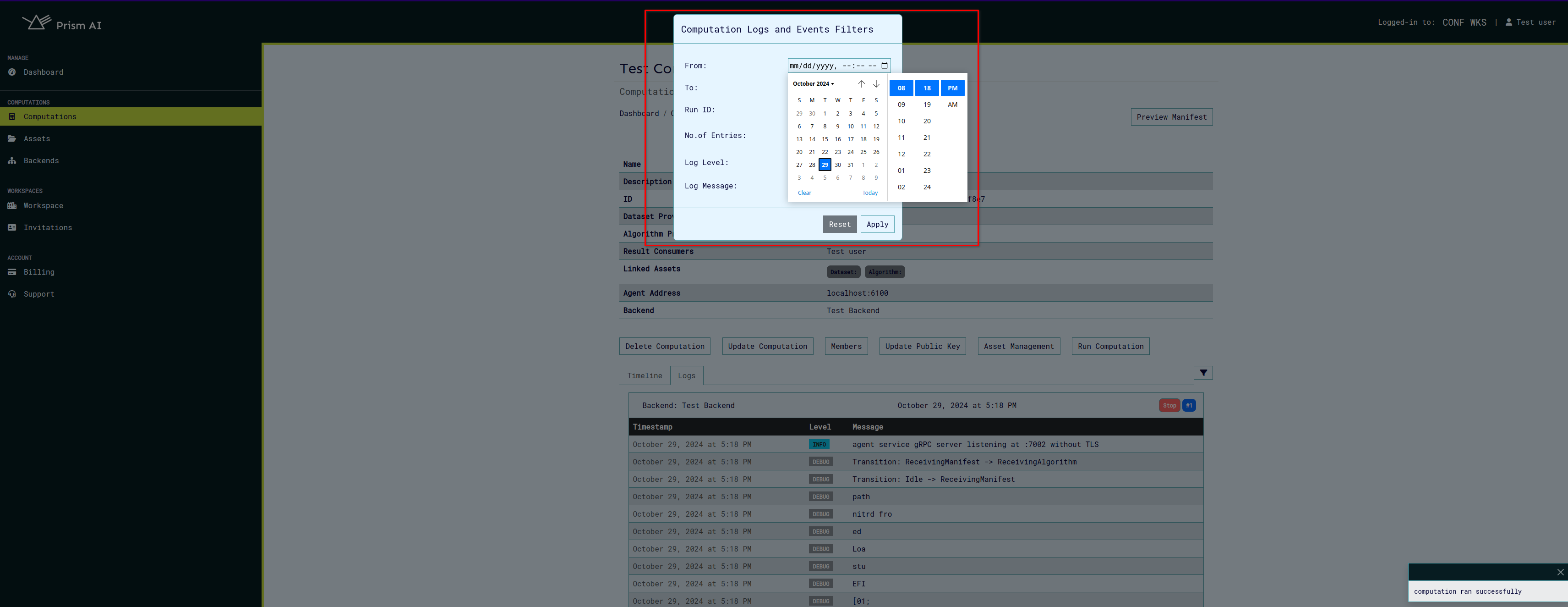 Filter Modal - Date