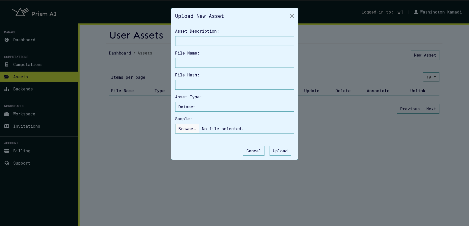 New Asset Modal